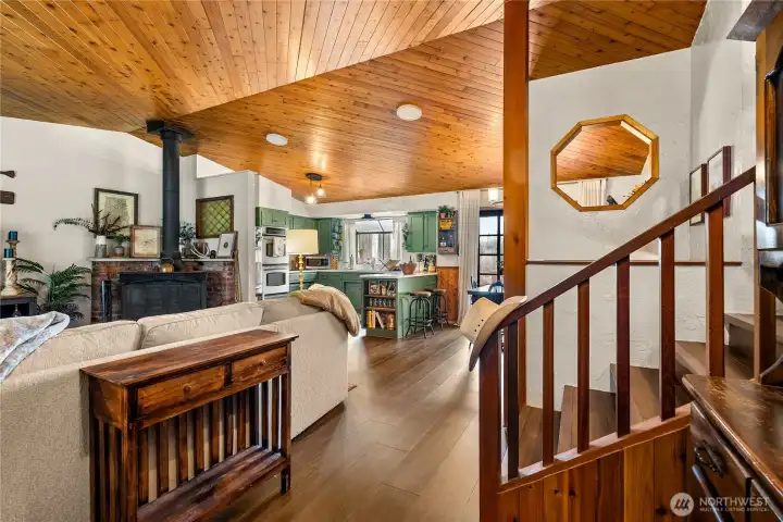 Stunning wood vaulted ceilings.