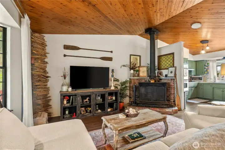 Cozy wood burning fireplace!