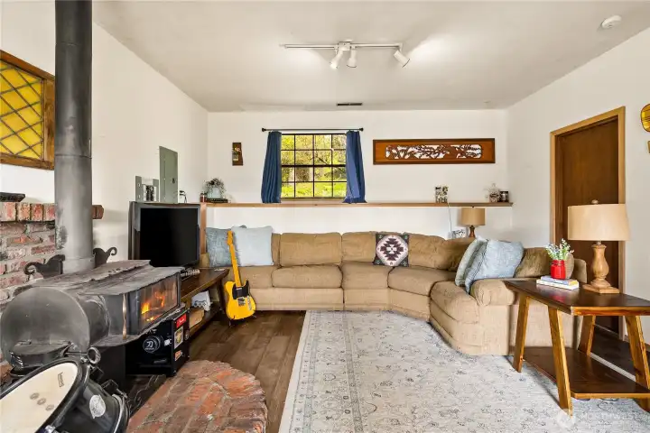 Second wood burning stove in lower level.