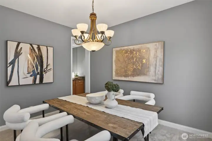 Elegant dining room ready for memorable gatherings.