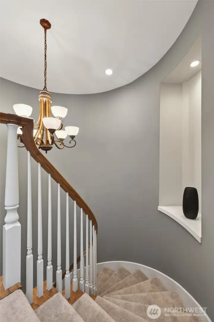 Stairway with art niche.