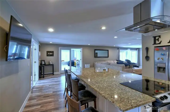 Large kitchen island and open-concept layout