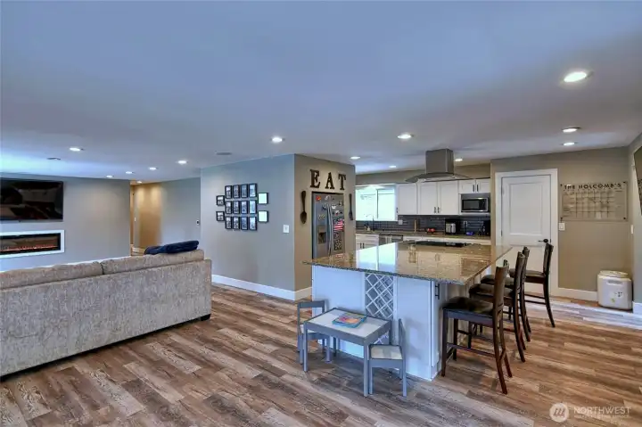 Open dining and living area