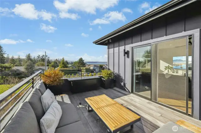 Wonderful sun exposure and views from the roof deck with Ipe hardwood decking.