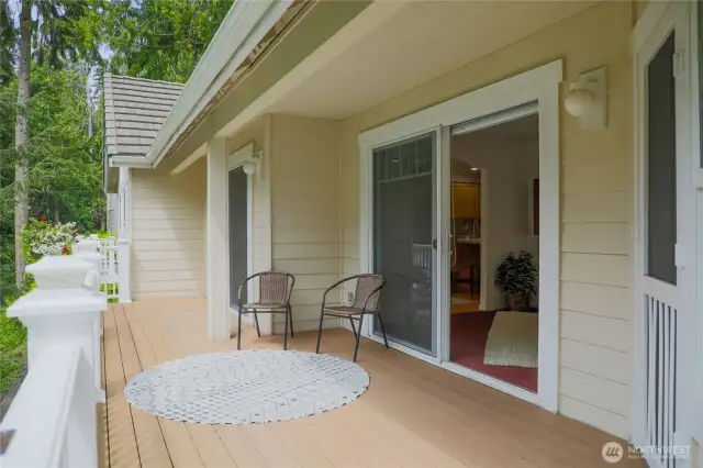 Back deck to enjoy the tranquil and mesmorizing wildlife and natueral views.  Water view depending on tides.
