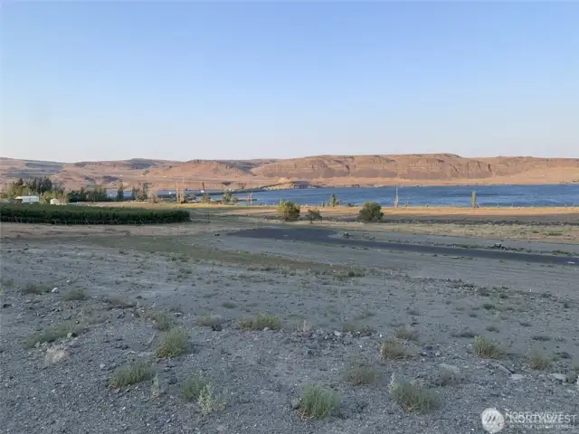 View from the lot looking towards the Vantage Bridge
