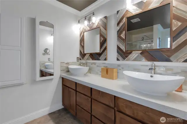 Modern vanity with ironing board cupboard