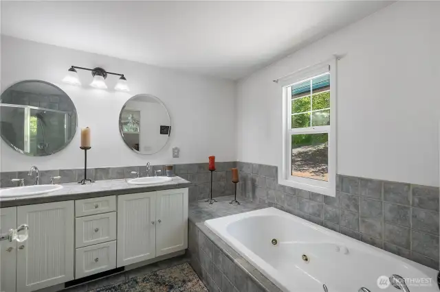 Primary bathroom with jetted tub