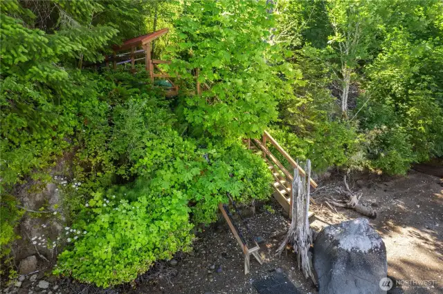 Powered Kayak lowering ramp and stairs to the beach