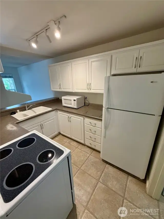 Kitchen open to dining room
