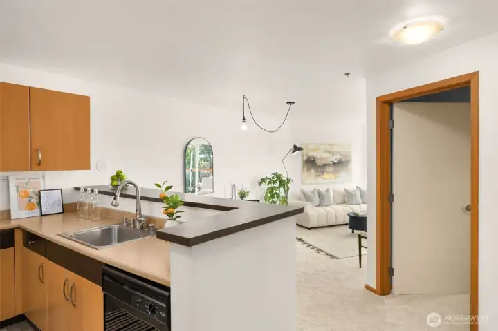 Fabulous open design is a breath of fresh air. Convenient coat closet off entry