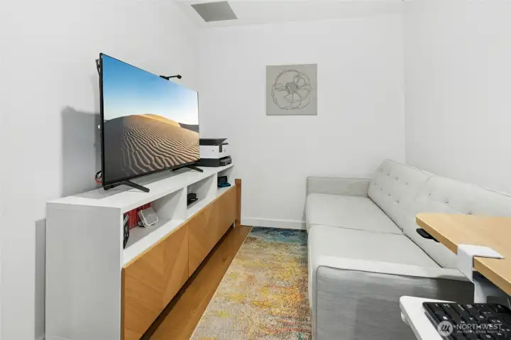 Another view of flexible den/workout space/office