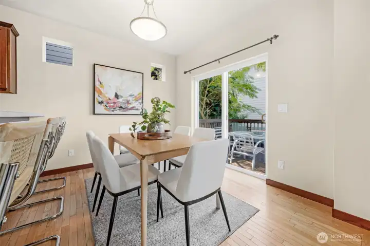 Dining is right off the back patio glass slider.