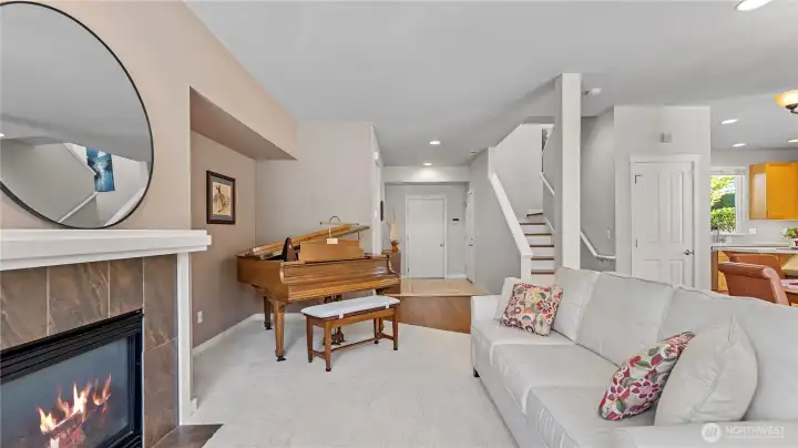 Formal Living Room showing the Entry and Dining Area to the Right.