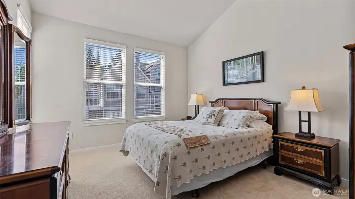 The Primary Suite with High Vaulted Ceilings!