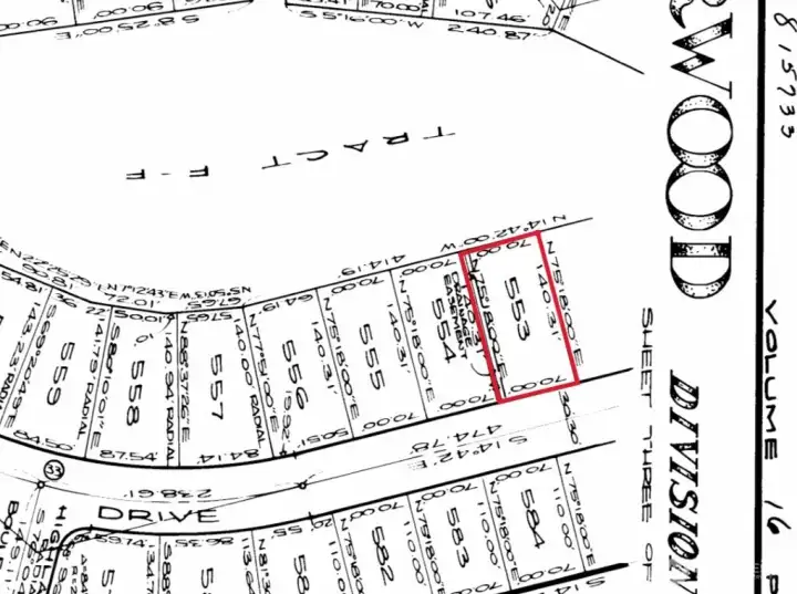 Plat map view of property liens