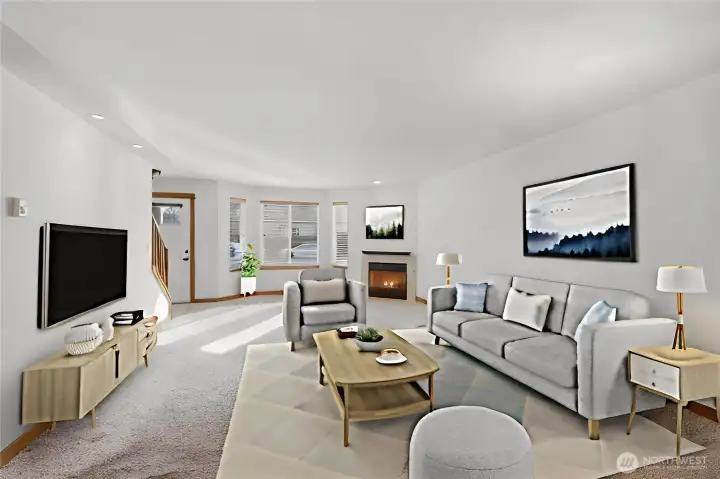 Virtually staged living room