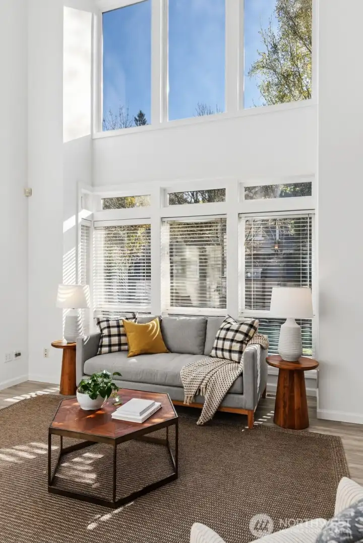 2-story tall windows let in wonders of soaring ceilings and natural light