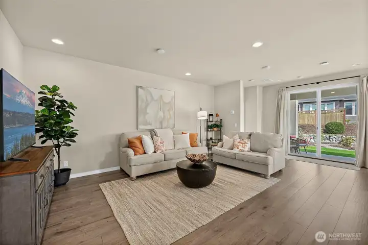 Great Room area - Oversized sliding glass doors open to the covered patio