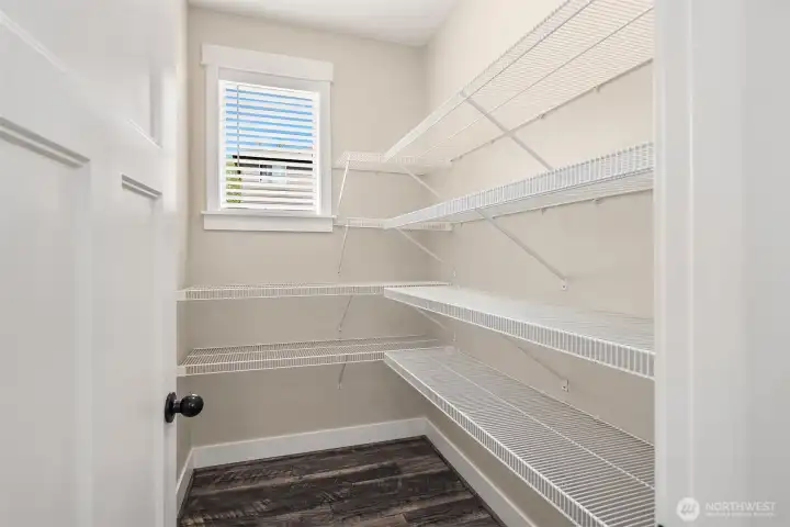 Can you believe the size of this pantry?!  Costco runs are a breeze with all this storage space!