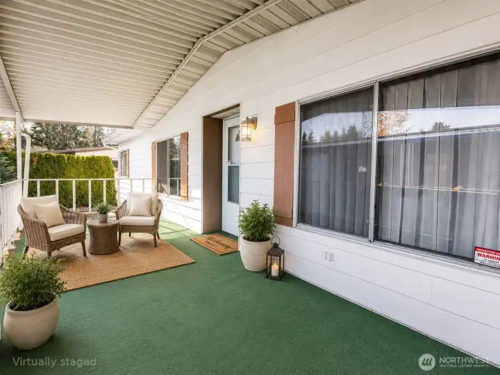 Front porch to enjoy the outdoors undercover