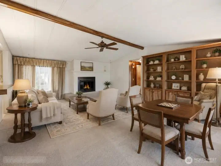 Large great room to enjoy company and conversation. Room is virtually staged
