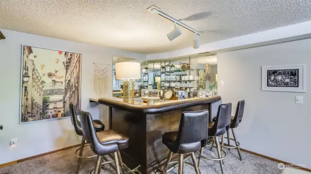 Wet bar in the basement, could be converted into a kitchenette for multi-generational living, or second income.