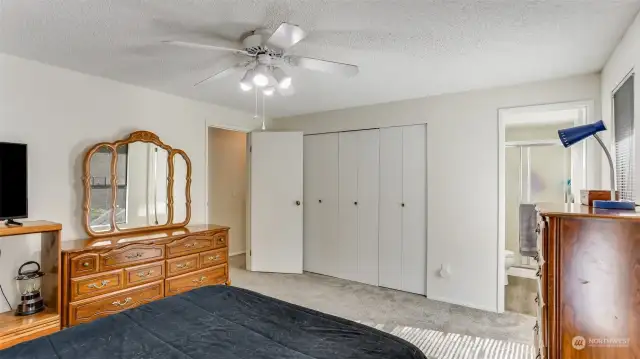 Plenty of closet space and room for your furniture and sitting area in this spacious primary bedroom.