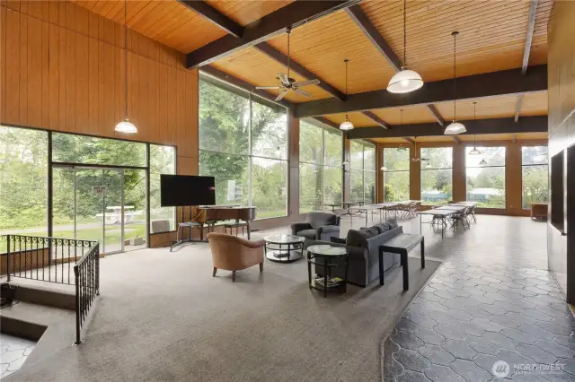 The clubhouse has a shared space for residents and their guests