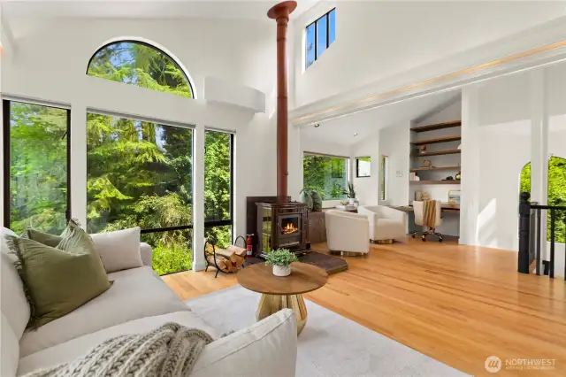 Heading to the upstairs your first landing spot is this gorgeous additional living room