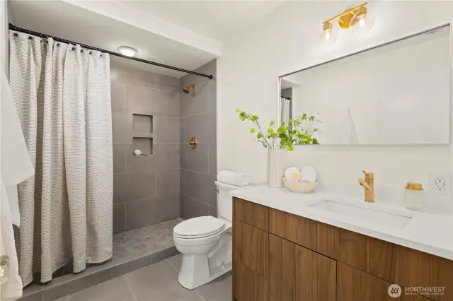 Primary bathroom on the upper level all recently updated