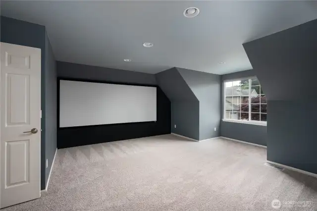 Super spacious media room located on the 2nd floor. Screen remains.