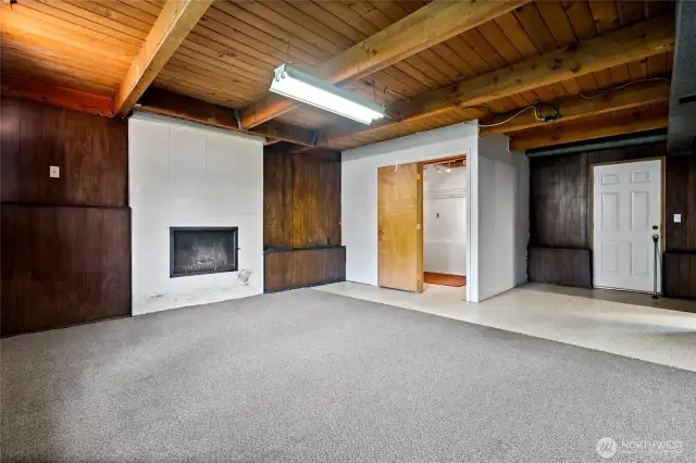 Family Room with wood Fire Place