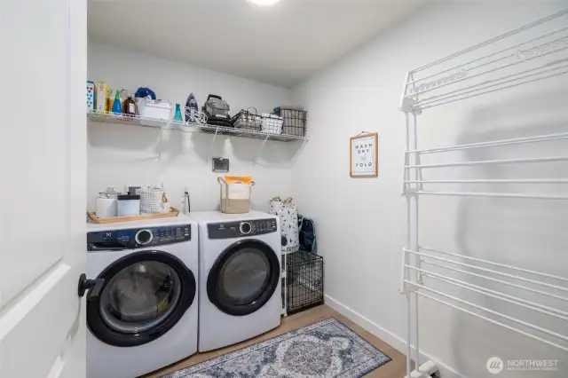 There's a convenient upstairs laundry room.