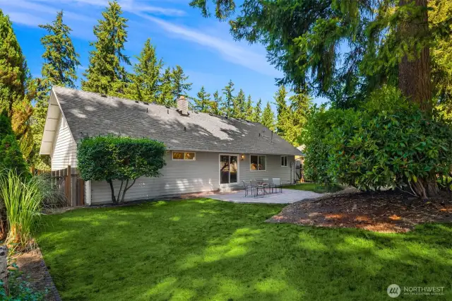 Peaceful fully enclosed backyard.