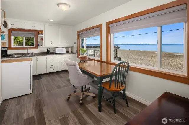 Well-functioning kitchen with ample cabinet and countertop space.
