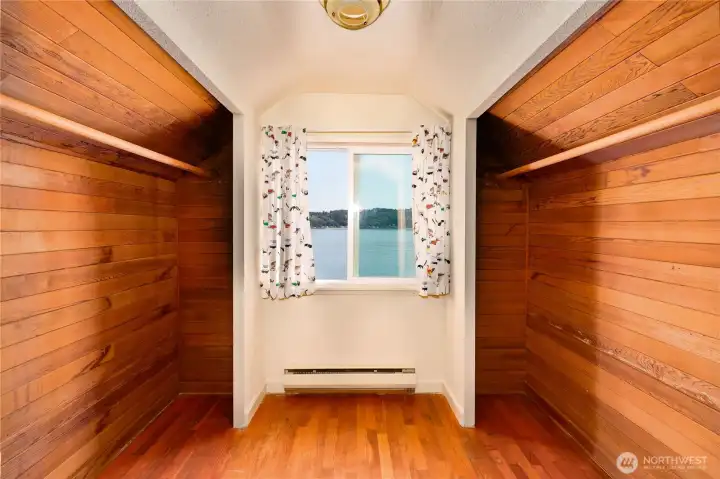 Spacious primary closet.