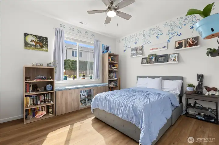 ADU Bedroom with walk-in closet and 3/4 bath.