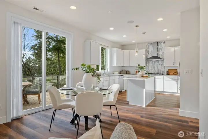 The kitchen is open to the main living space great room
