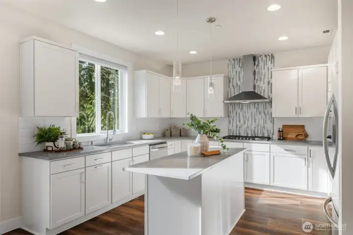 The kitchen is designed for both everyday living and entertaining