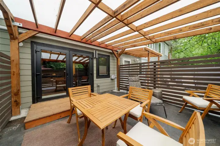 Private patio for the studio.