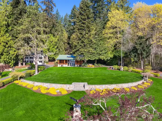 Log cabin in the center of the property