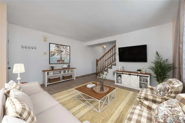 A spacious living room - virtually staged to show the rooms potential!