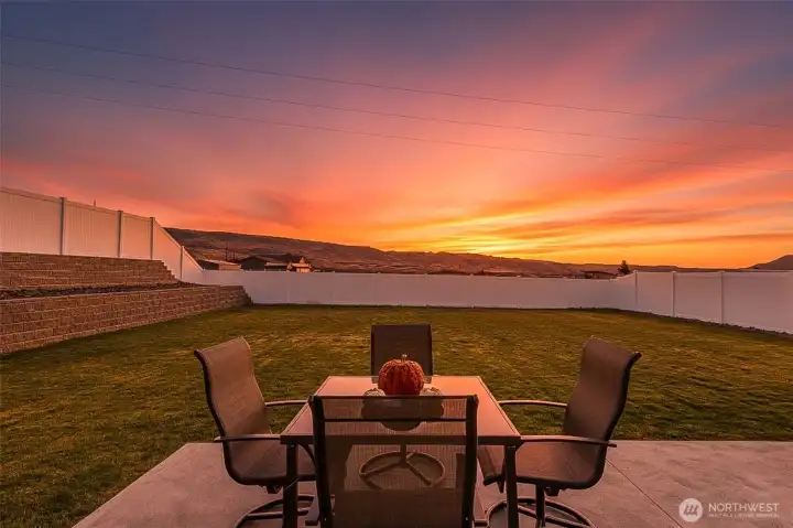 The sunrise coming over your back patio will be the best way to start your day with your favorite morning drink