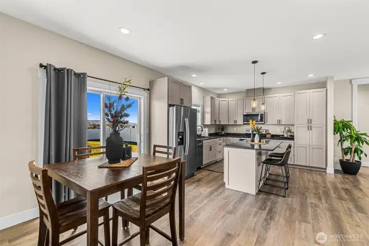 Dinning area flows into the kitchen with ease