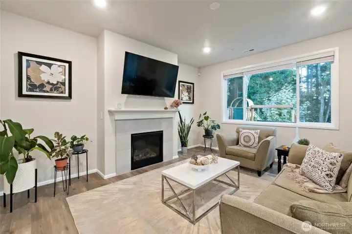 Living area with gas fireplace
