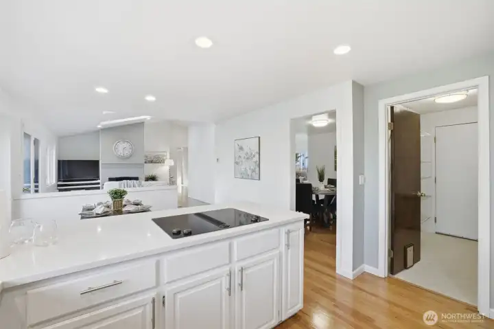 Open-concept great room ideal for gathering.