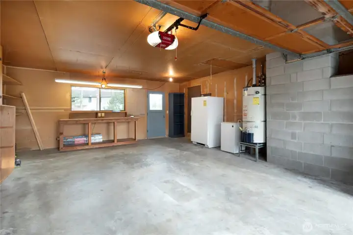 Oversized 2 car garage with lots of storage.