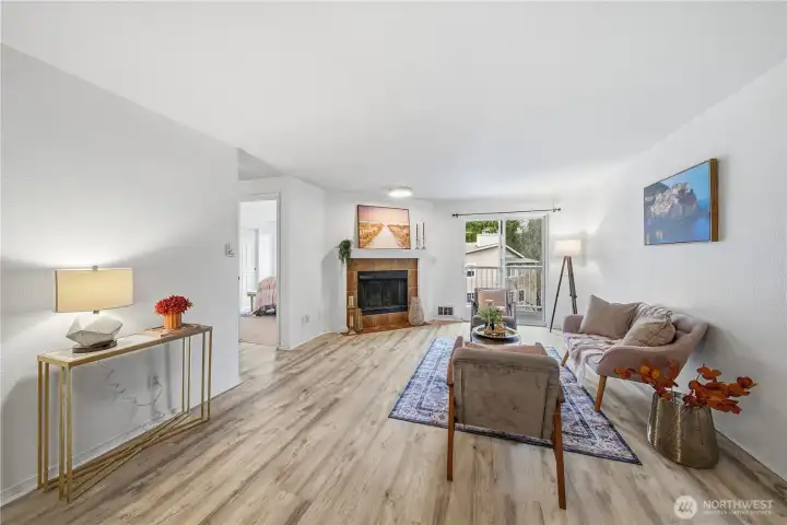 Spacious and inviting living area.