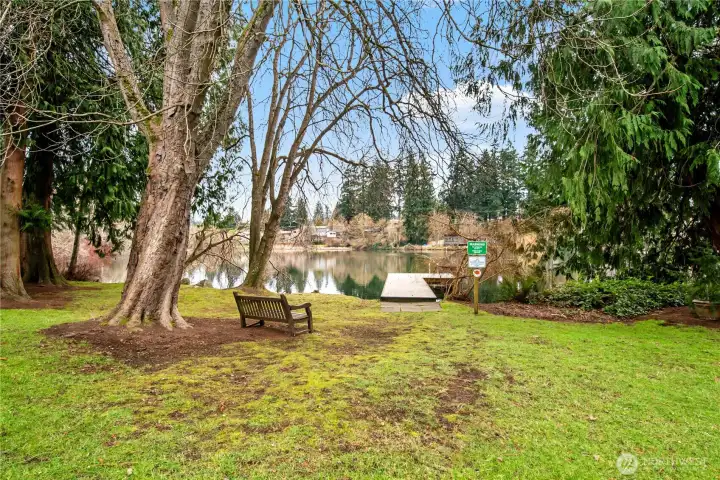 Tranquil spot to relax on the community park bench and take in the scenery.